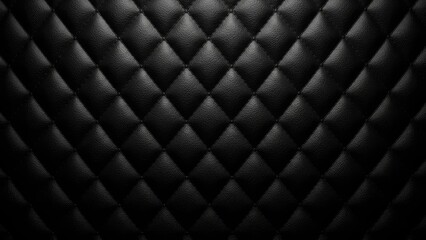 Fototapeta premium Black Leather Quilted Pattern Textured Close up Background.jpg