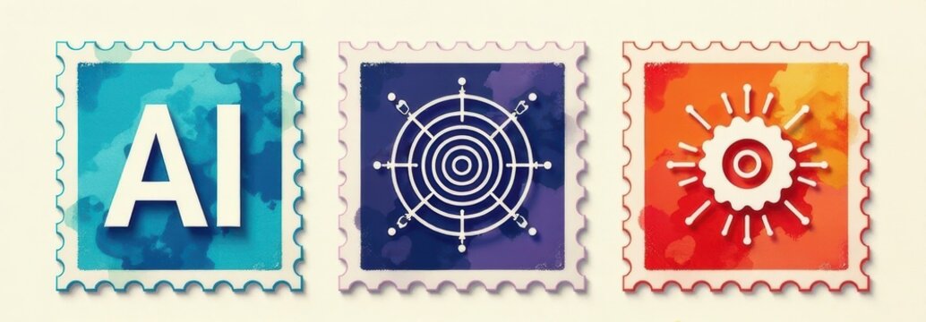 Digital Minds AI Robots Technology Stamps Set