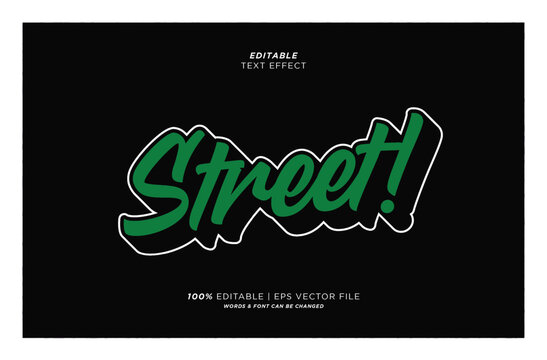 Editable vector street sign with green text effect on black background