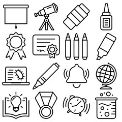 School Essentials Icon Set Outline Style (Part 2)