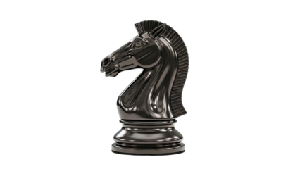 Dark Chrome Chess Knight Piece