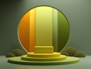 3D Rendering Of A Colorful Display Platform With Copy Space For Product Promotion