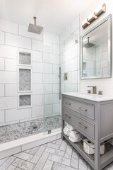 modern bathroom with white furniture
