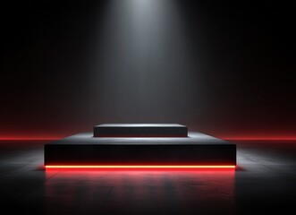 Modern Stage with Red Lighting and Spotlight