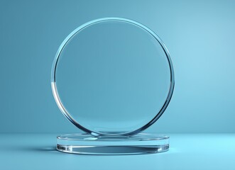 Blank Glass Circle on Stand, Copy Space