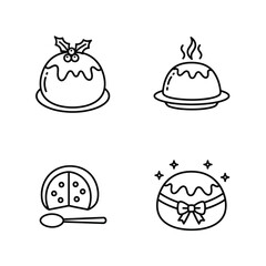 Obraz premium Set of Christmas Pudding Line Icons – Festive Holiday Desserts