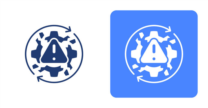 Inefficiency Glyph  Two-tone color and contrasting background icon illustration