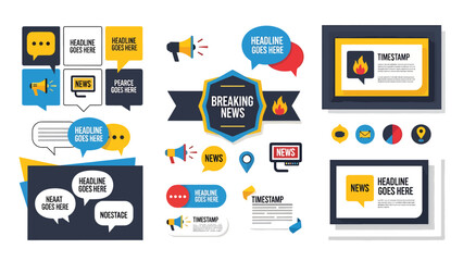 Fototapeta premium Breaking News Element Vectors on White Background