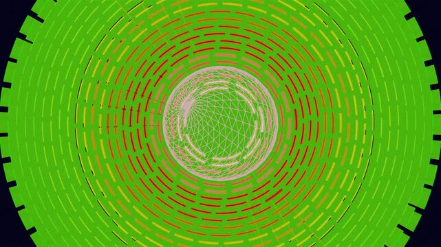 Seamless loop of thermal AI core boot sequence. Concentric HUD rings rotate while central processor pulses smoothly. Dystopian cyberpunk interface with heat map gradient and digital noise.