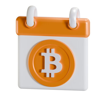 Bitcoin Calendar Icon 3D Rendering Crypto Deadline Finance Event