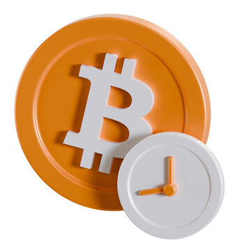 Bitcoin Clock Icon - Crypto Investment Timing and Deadline 3D