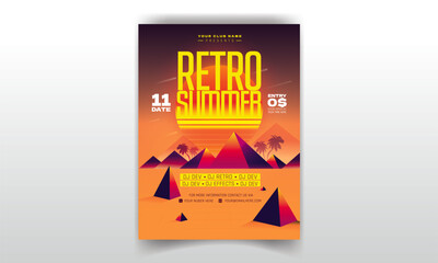 retro Event Flyer with Bold Retro Sparkle sundown Text Effect © Dezignd-Art