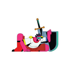 Fantasy Gamer With Sword And Shield