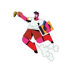 Excited Gamer Victory Pose