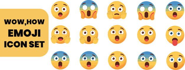 Shocked & Surprised Emoji Icon Set - Wow Expressions