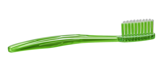 A vibrant green toothbrush stands out against a clean background, highlighting dental hygiene essentials for a healthy smile.