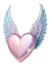Obraz premium Shimmering heart with wings isolated on transparent background