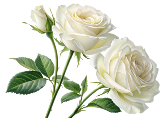 White roses isolated on transparent background
