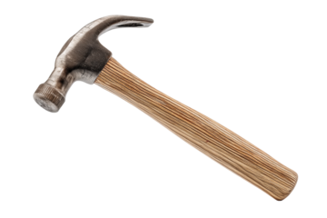 A vintage hammer with a wooden handle, symbolizing craftsmanship and construction tools in various industries.