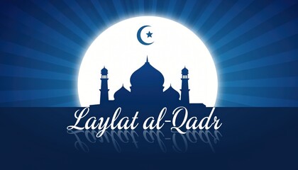 Elegant laylat al qadr graphic with mosque silhouette and moon