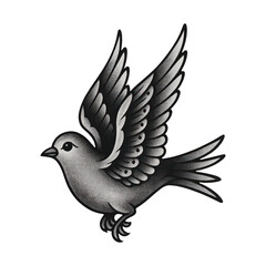Obraz premium PNG Vintage tattoo-style flying bird