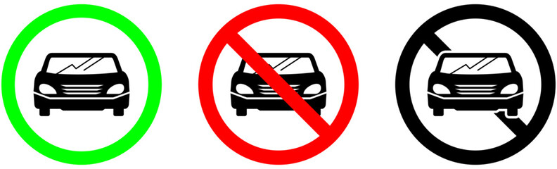 No parking and vehicle entry permitted icons vector for traffic regulation