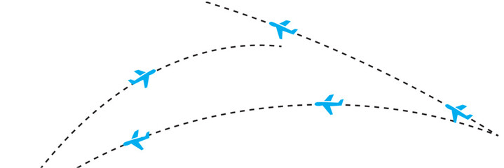 Airplane flight routes travel pattern background. Seamless aviation themed background with airplane icons and dotted flight paths, representing air travel, global transportation. © KD Vector Studio