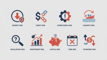 Obraz premium Comprehensive visualization of diverse financial and operational risks facing modern businesses