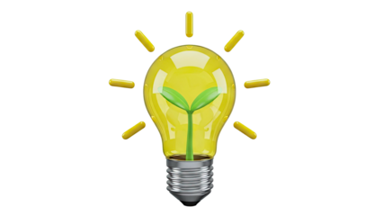 Eco-friendly idea with growing plant inside a lightbulb