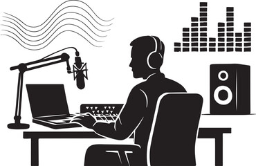 shillhoutee of dj control the sound intensity