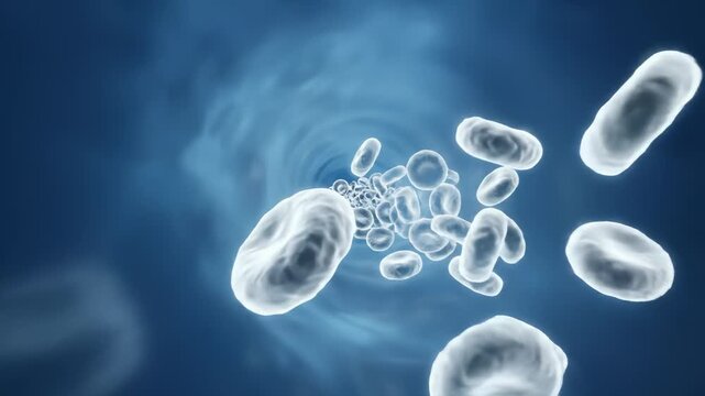 Red Blood Cells Flowing in Blood Vessel, Medical Animation
