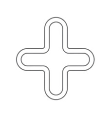 Fototapeta premium 白い背景にグレーの丸みを帯びたプラス記号のアイコン