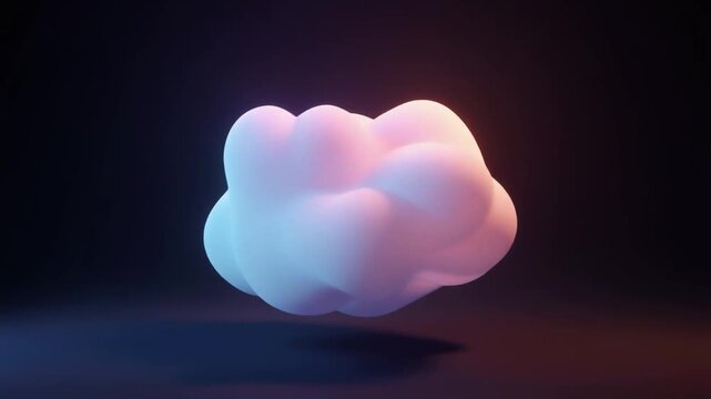 A glowing cloud illuminated from within, floating in a dark environment, captured from a straight-on viewpoint like vidio (129).mp4