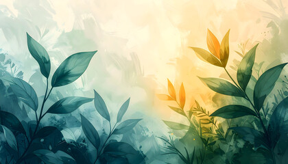 Abstract leaves against soft gradient background
