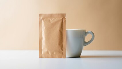 Minimalist coffee brewing setup with drip filter and cup for cafe decor