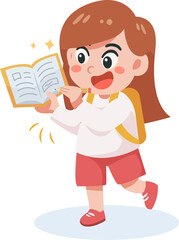 Cute Girl Writing with Backpack