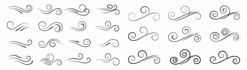 Elegant swirling wind vector graphics for designs
