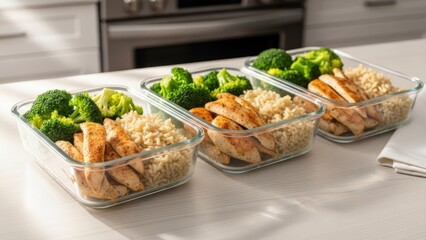Healthy Meal Prep - Chicken, Broccoli, and Rice in Containers.