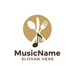Elegant Gold and Brown Music Restaurant Logo