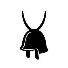 Fototapeta premium Black silhouette of a Sardinian traditional mask on a white background