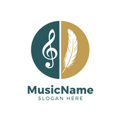Elegant Treble Clef and Feather Quill Writing Logo