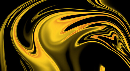 Abstract background with a flowing wave of glowing orange, amber, and golden yellow neon light. Elegant minimalist design with a smooth fiery gradient and liquid-like motion on a deep black background