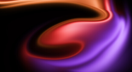 Abstract background with a vibrant, glowing "S" shaped wave of purple, red and orange neon light. Sophisticated 3D fluid motion featuring smooth color gradients, silk-like textures and cinematic light