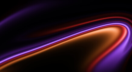 Vibrant abstract liquid flow with magenta, orange and purple gradients. Smooth glossy waves representing energy, speed and motion.