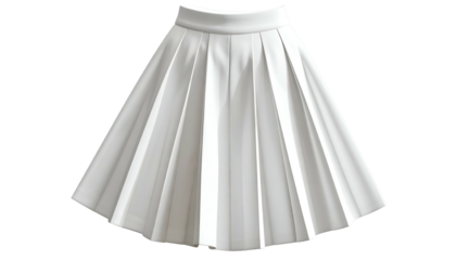 A pristine white pleated skirt with a high waist, floating against a black background