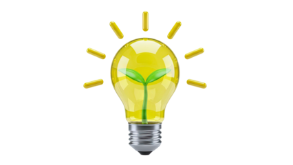 Lightbulb with sprout inside, symbolizing growth and new ideas