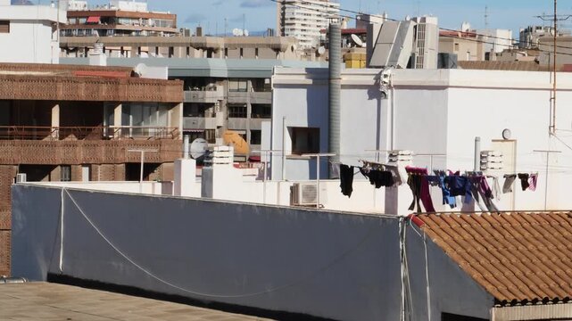 Clothes drying on the roof, Alicante, Spain