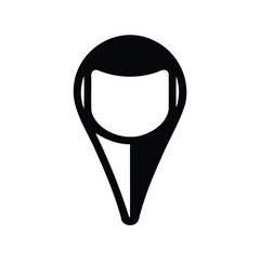 Black and White Map Pointer Icon Indicating Location on a Light Background