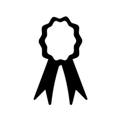 Black and White Silhouette Illustration of an Award Ribbon Rosette Emblem