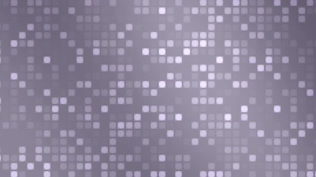 Abstract mosaic of glowing squares in purple and white, seamless loop